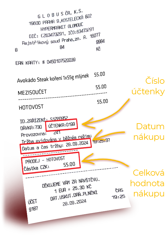 Ukázka účtenky